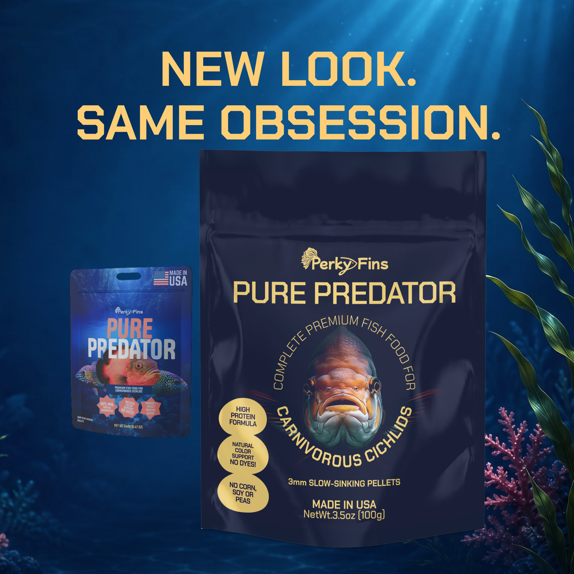 Perky Fins® Pure Predator Cichlid Fish Food Pellets