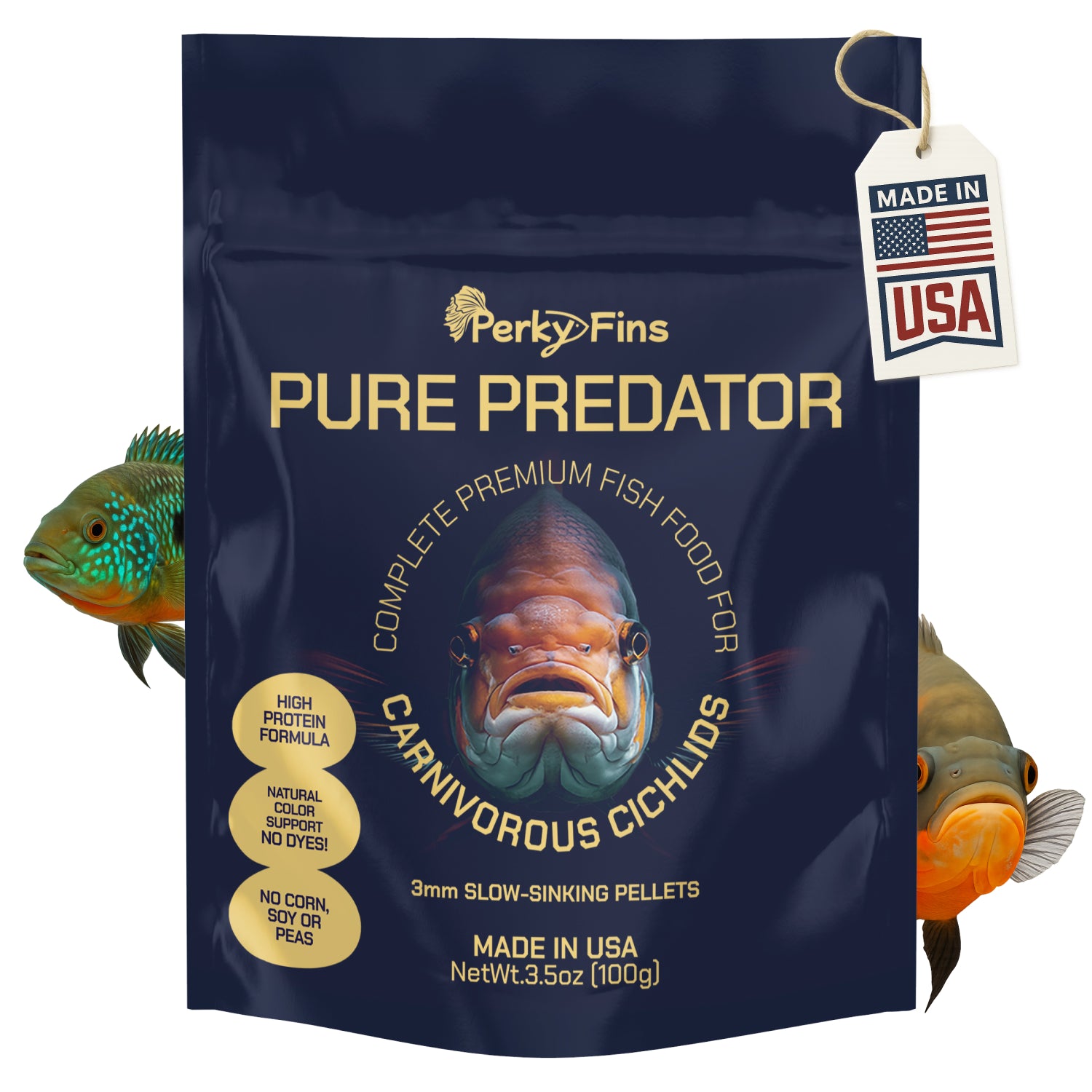 Perky Fins® Pure Predator Cichlid Fish Food Pellets