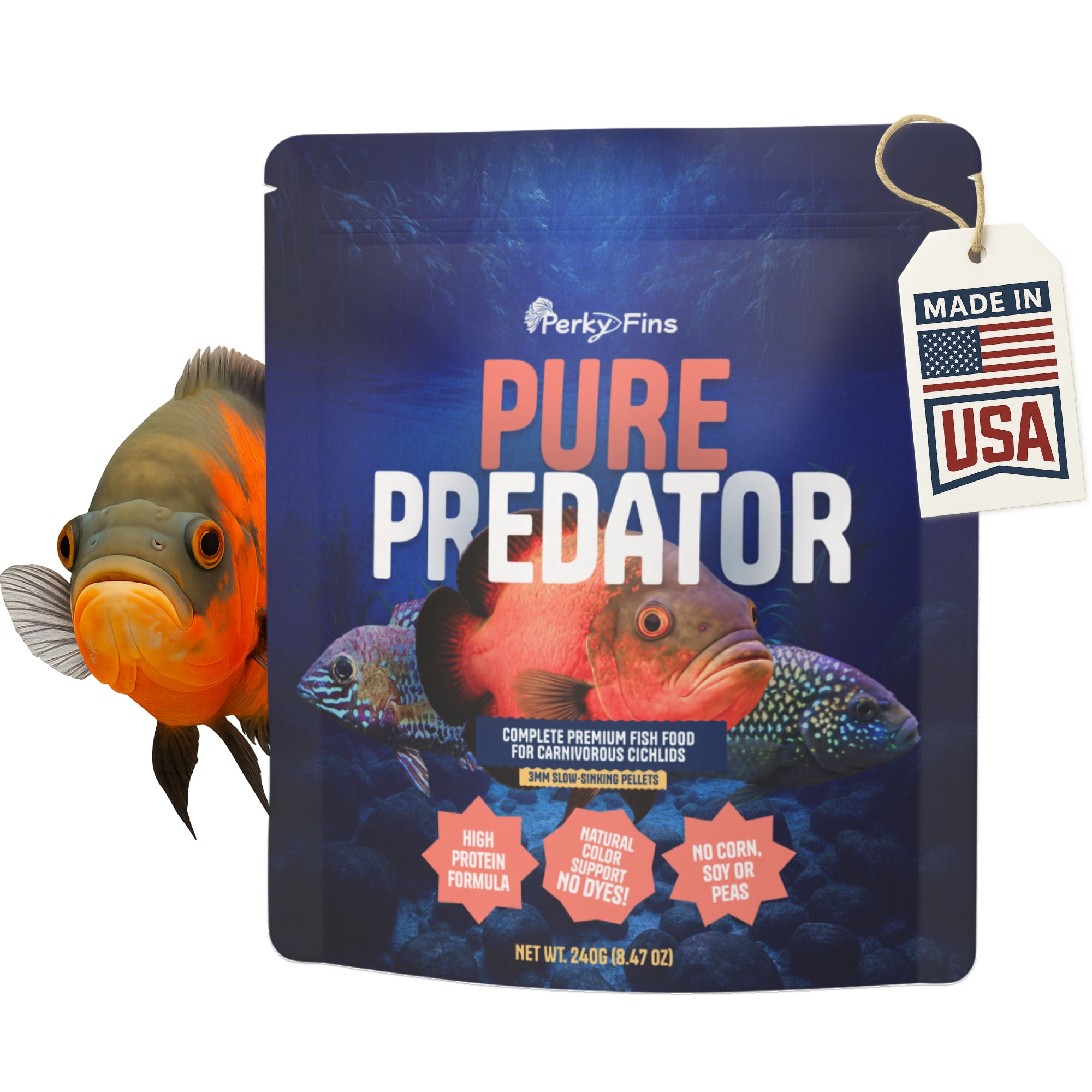 Perky Fins® Pure Predator Cichlid Fish Food Pellets